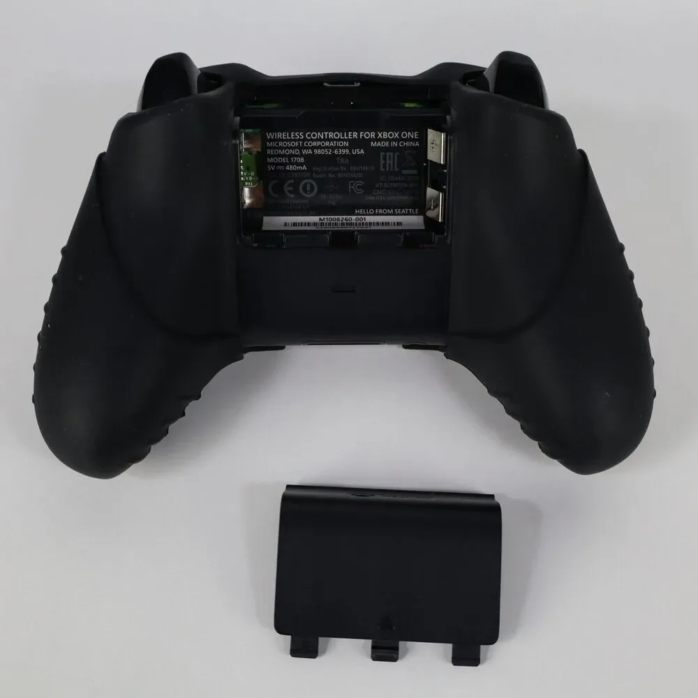 Official Microsoft Xbox One Wireless Black Controller w/ Silicone Grip & Caps